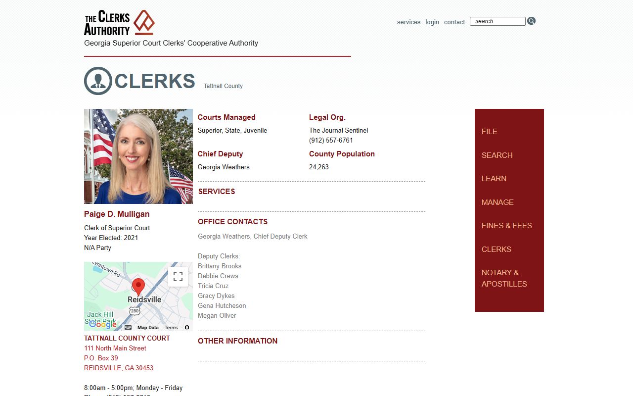 Tattnall County Clerk of Superior Court GSCCCA records listing
