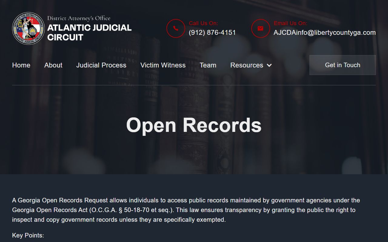 Tattnall County arrest records court charges District Attorney open records request