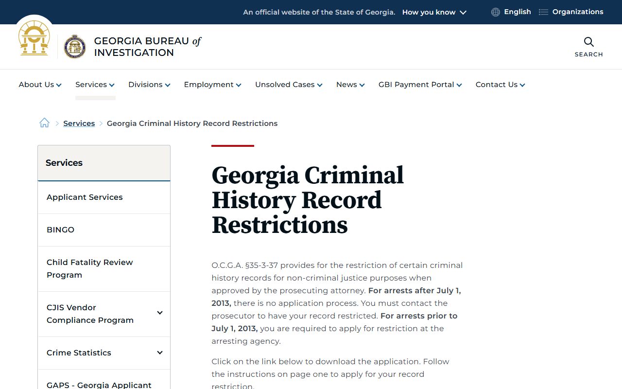 Tattnall County arrest records court charges GBI record restriction page