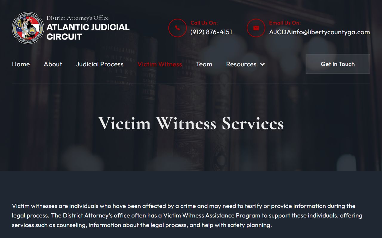 Tattnall County criminal court records District Attorney victim witness services