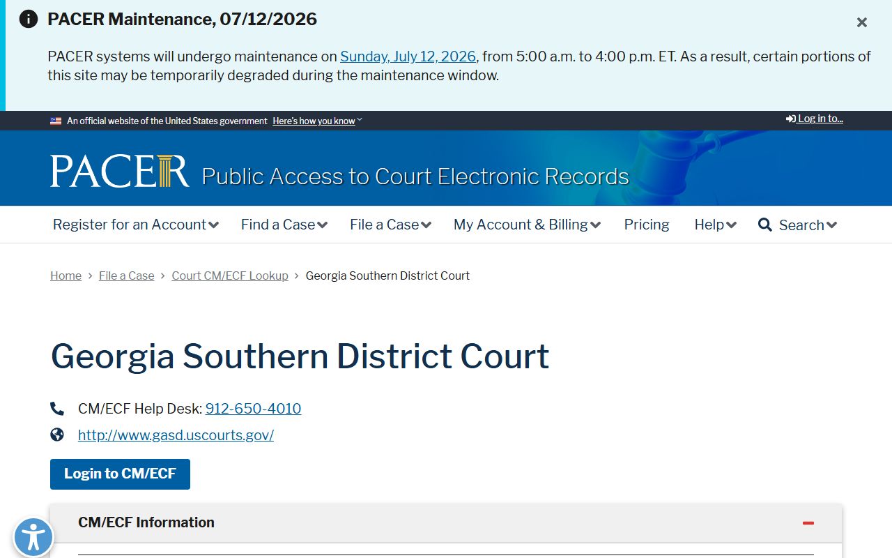 Tattnall County Superior Court PACER federal lookup reference
