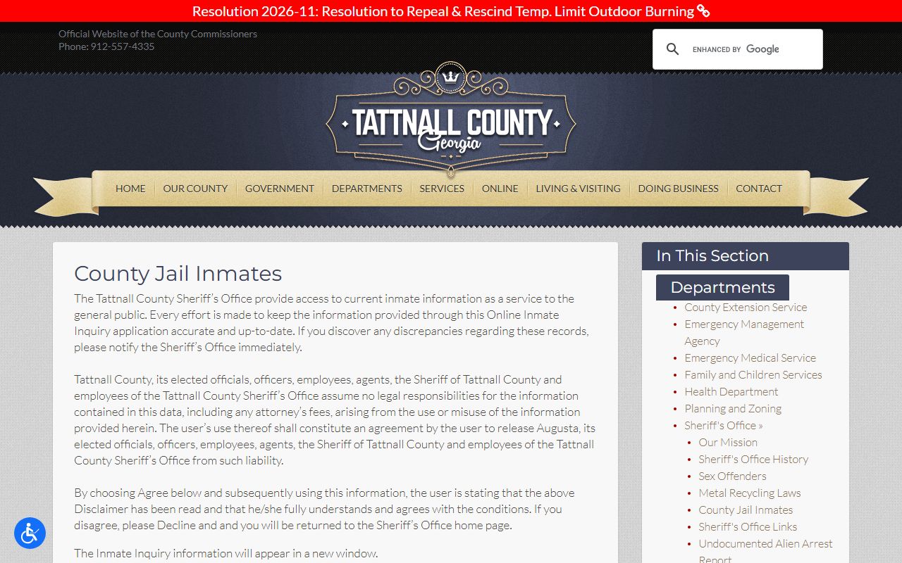Tattnall County inmate records jail inmate gateway