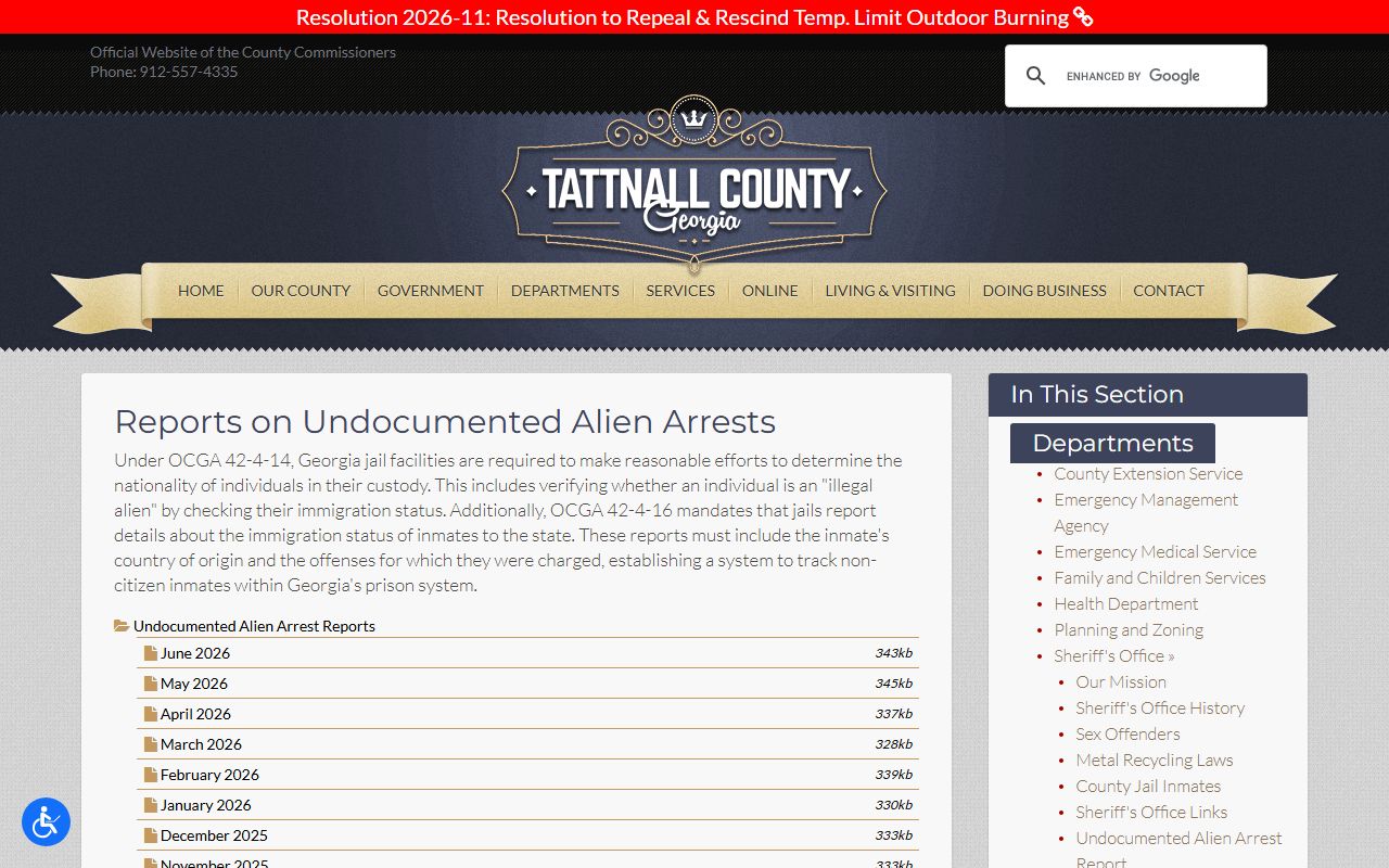 Tattnall County inmate records jail booking reports