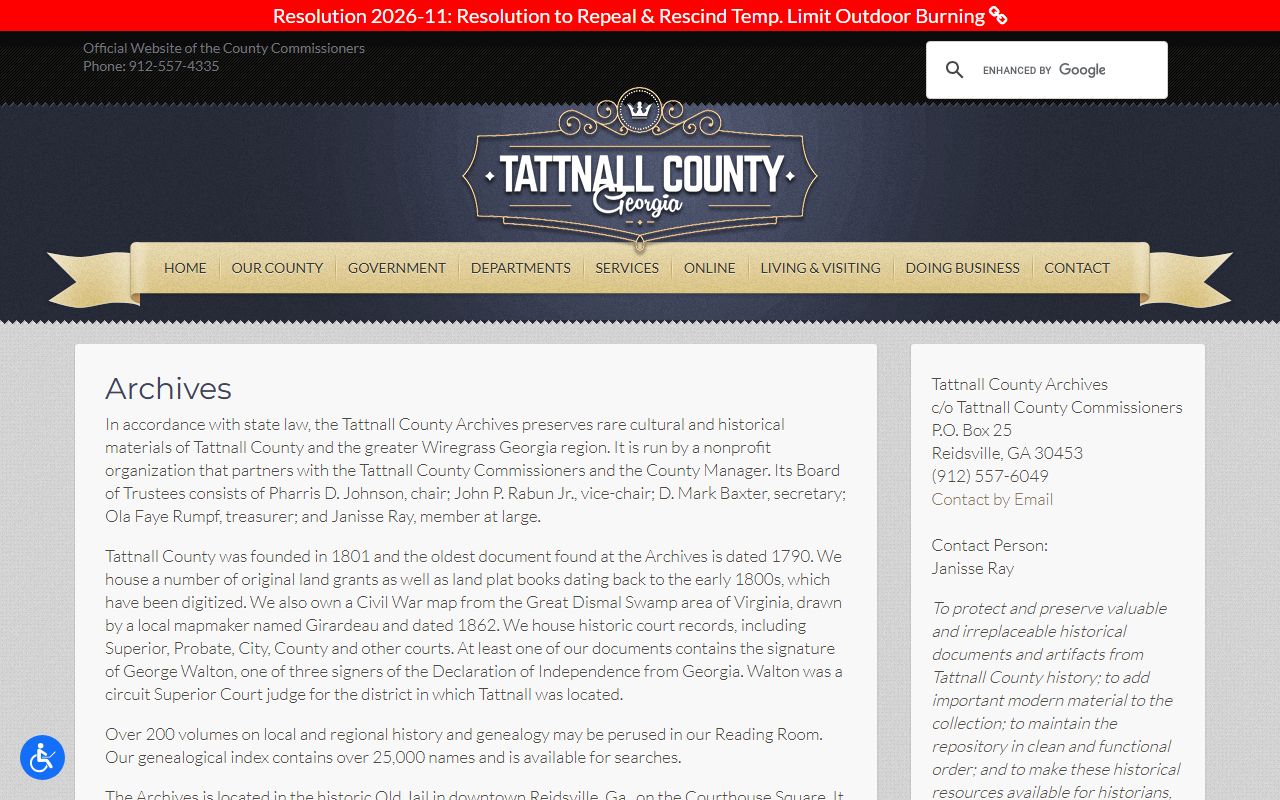 Tattnall County probate records archives page