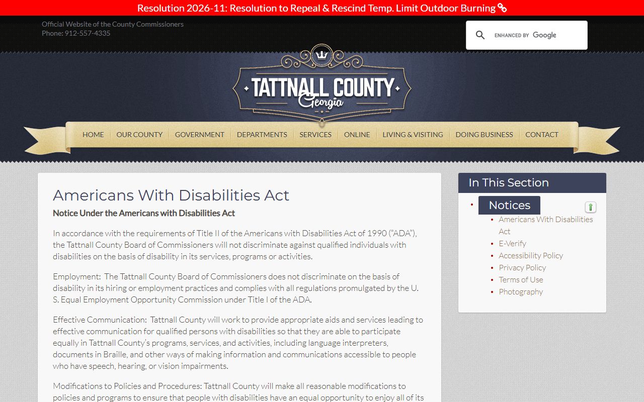 Tattnall County court records ADA accommodation notice