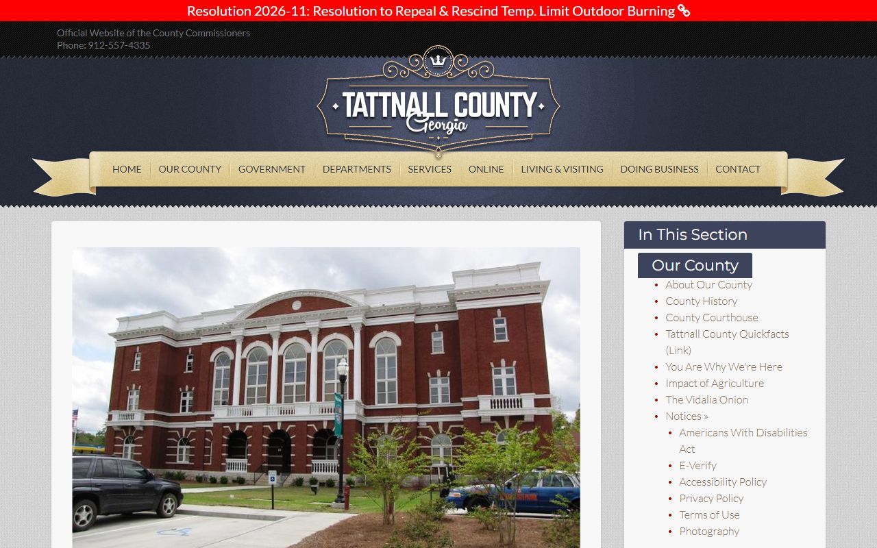Tattnall County court records courthouse history page