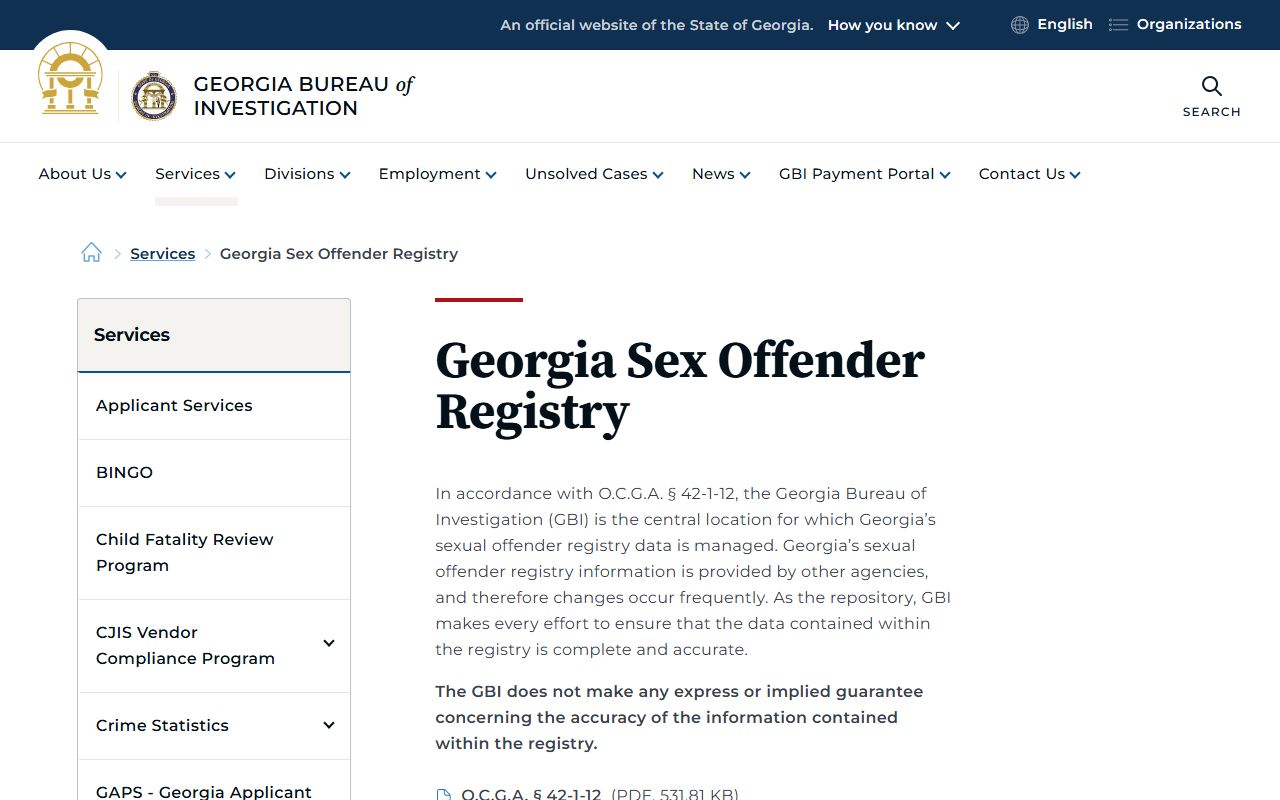 Tattnall County warrant records GBI sex offender registry